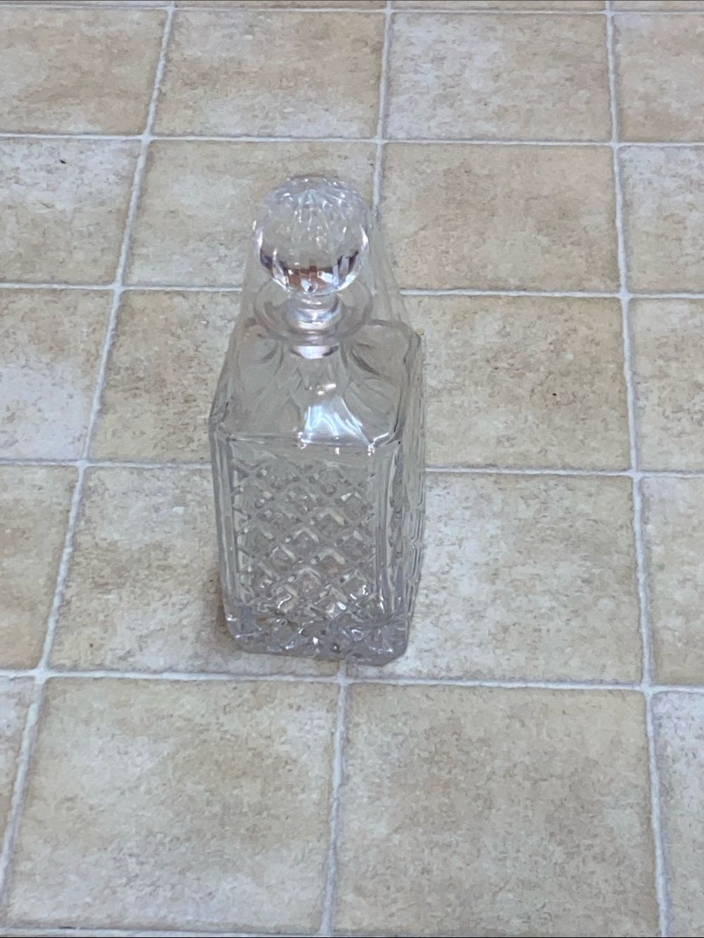 Cut Glass Decanter with Faceted Stopper - Clear